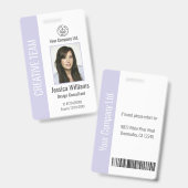 Personalized Corporate Employee ID Badge Lavender Ausweis (Vorder- & Rückseite)