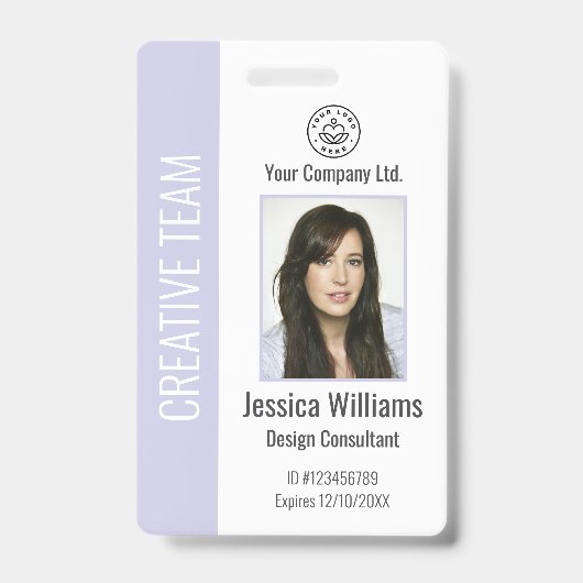 Personalized Corporate Employee ID Badge Lavender Ausweis (Vorderseite)