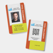 Personalized Corporate Employee ID Badge Orange Ausweis (Vorder- & Rückseite)