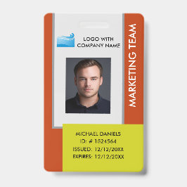 Personalized Corporate Employee ID Badge Orange Ausweis