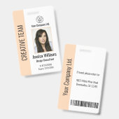 Personalized Corporate Employee ID Badge Peach Ausweis (Vorder- & Rückseite)
