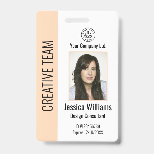Personalized Corporate Employee ID Badge Peach Ausweis (Vorderseite)