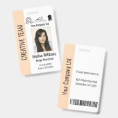 Personalized Corporate Employee ID Badge Peach Ausweis (Vorder- & Rückseite)