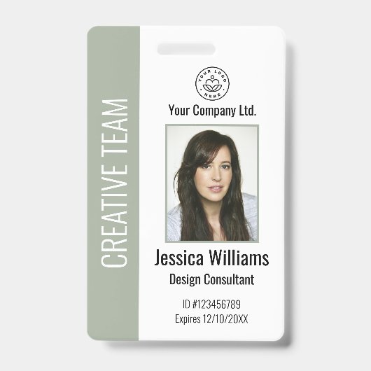 Personalized Corporate Employee ID Badge Sage Ausweis (Vorderseite)