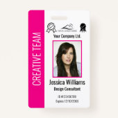 Personalized Corporate Employee ID Hot Pink Ausweis (Vorderseite)