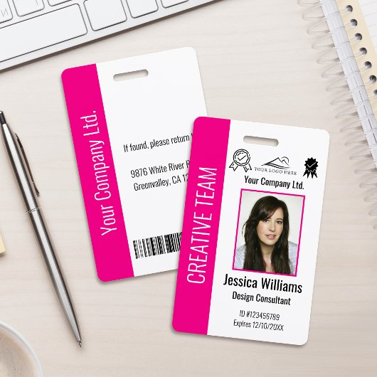 Personalized Corporate Employee ID Hot Pink Ausweis