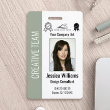 Personalized Corporate Employee ID Sage Green