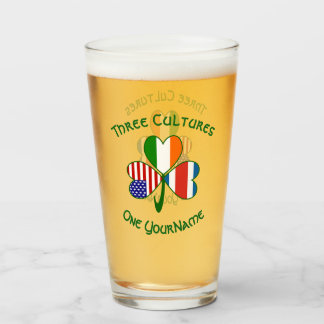 Personalized Costa Rican Irish American Shamrock Glas