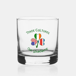 Personalized Costa Rican Irish American Shamrock Whiskyglas