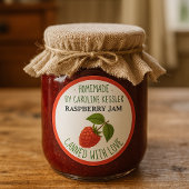 Personalized Country Farm Raspberry Jam Canning Runder Aufkleber