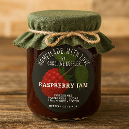 Personalized Country Farm Raspberry Jam Canning Runder Aufkleber