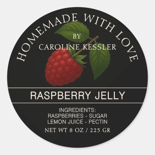 Personalized Country Farm Raspberry Jam Canning Runder Aufkleber (Vorderseite)