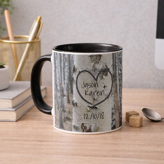 Personalized Country Rustic Carved Heart Tasse