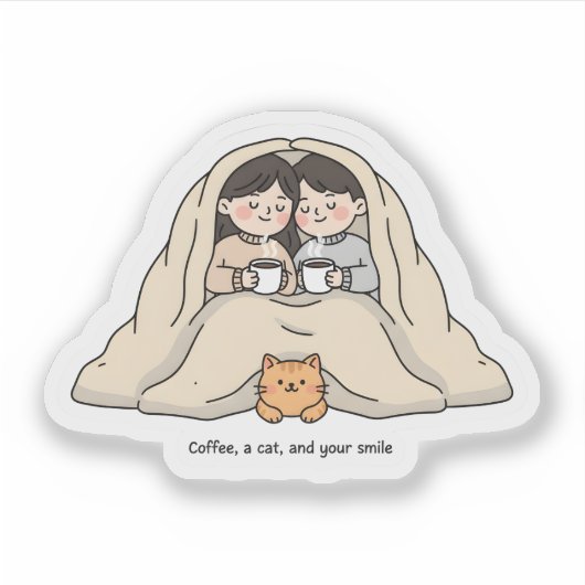 Personalized Couple & Cat Lovers Cozy Collection Aufkleber (Vorderseite)
