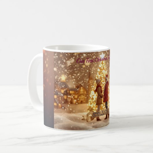 Personalized Couple Christmas Mug – Romantic Custo Kaffeetasse (Vorderseite Links)
