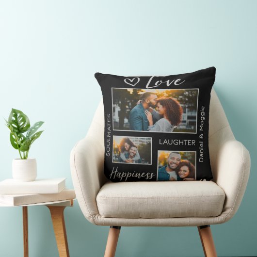 Personalized Couple Collage Throw Pillow Kissen (Stuhl )
