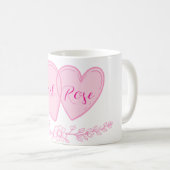 Personalized Couple Hearts Romantic Floral Name  Kaffeetasse (VorderseiteRechts)