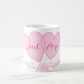 Personalized Couple Hearts Romantic Floral Name  Kaffeetasse