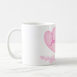 Personalized Couple Hearts Romantic Floral Name  Kaffeetasse