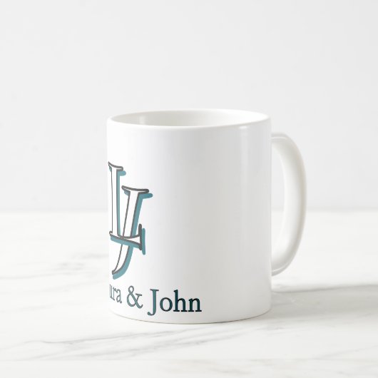 Personalized Couple Initials Mug Valentine Gift Kaffeetasse (VorderseiteRechts)