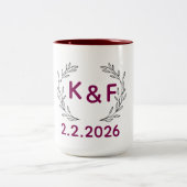 Personalized Couple Initials Mug with Special Date Zweifarbige Tasse (Mittel)