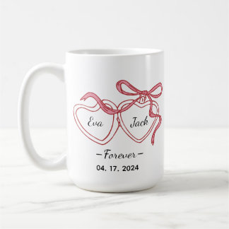 Personalized Couple Line Art Mug with Names & Date Kaffeetasse