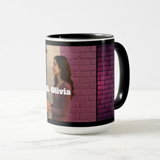 Personalized Couple Mug Add Your Own Photo & Name Tasse (VorderseiteRechts)