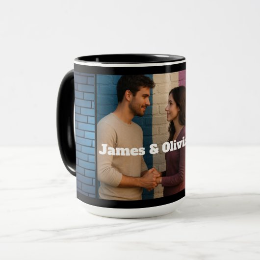 Personalized Couple Mug Add Your Own Photo & Name Tasse (Vorderseite Links)