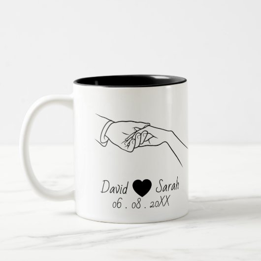 Personalized Couple Mug with Names & Date Zweifarbige Tasse (Links)