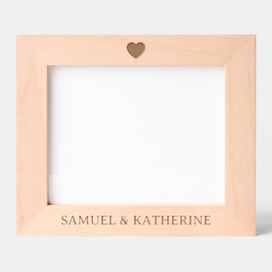 Personalized Couple Name Heart Wood Geätzte Rahmen (Vorderseite)