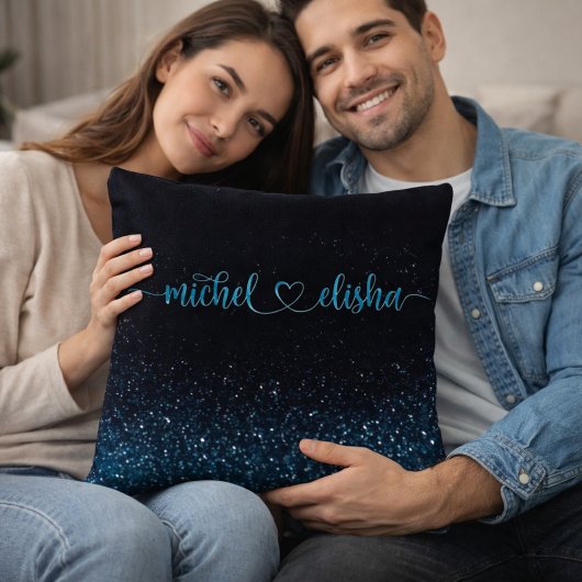 Personalized Couple Name Starry Night Glitter Kissen