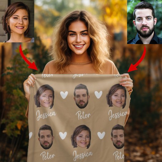 Personalized Couple Names and Photo, Modern Camel Fleecedecke