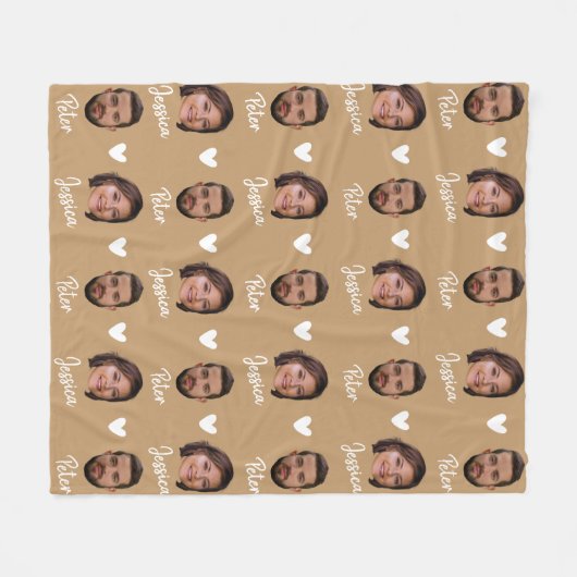 Personalized Couple Names and Photo, Modern Camel Fleecedecke (Vorderseite (Horizontal))