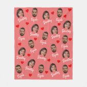 Personalized Couple Names and Photo, Modern Red Fleecedecke (Vorderseite)