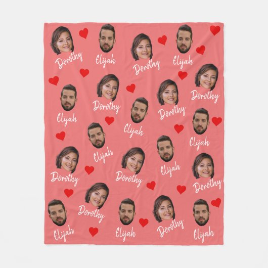 Personalized Couple Names and Photo, Modern Red Fleecedecke (Vorderseite)