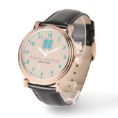 Personalized couple names elegant tan monogram armbanduhr (Winkel)