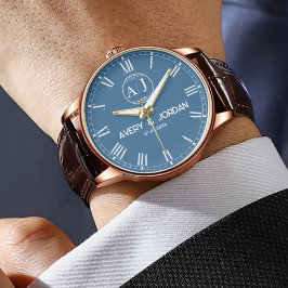 Personalized Couple Names Initials Monogram Navy Armbanduhr