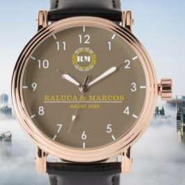 Personalized couple names minimal monogram  armbanduhr