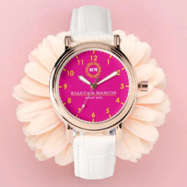 Personalized couple names monogram pink and yellow armbanduhr