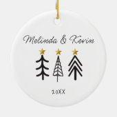 Personalized Couple Names Wedding Trees Keramik Ornament (Hinten)