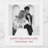 Personalized Couple Names & Year - Elegant Photo  Weinetikett (Einzelnes Label)