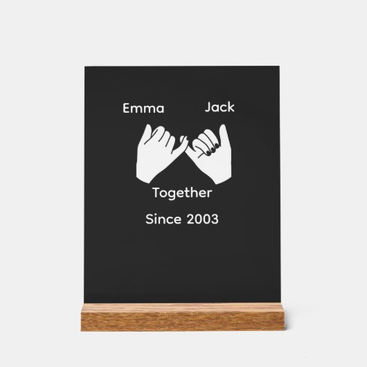 Personalized couple with custom names and year acrylschild (Vorderseite)