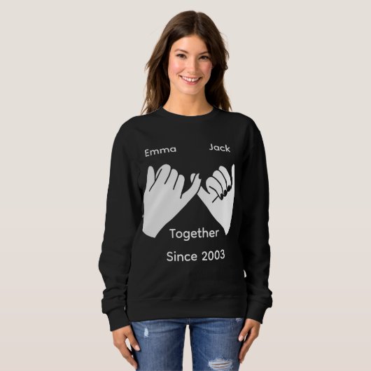 Personalized couple with custom names and year sweatshirt (Vorne ganz)