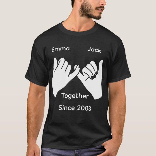 Personalized couple with custom names and year T-Shirt (Vorderseite)