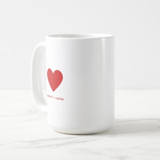 Personalized Couples Modern Red Heart Kaffeetasse (Vorderseite Links)