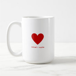 Personalized Couples Modern Red Heart Kaffeetasse