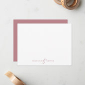Personalized Couples Stationery Dusty Rose Mitteilungskarte (Vorderseite/Rückseite Beispiel)