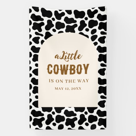 Personalized Cow Print Banner for First Rodeo (Vertikal)