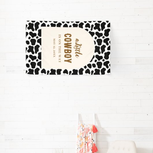Personalized Cow Print Banner for First Rodeo (InSitu)