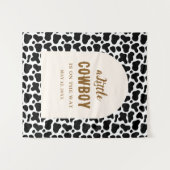 Personalized Cow Print Banner for First Rodeo Wandteppich (Vorderseite (Horizontal))